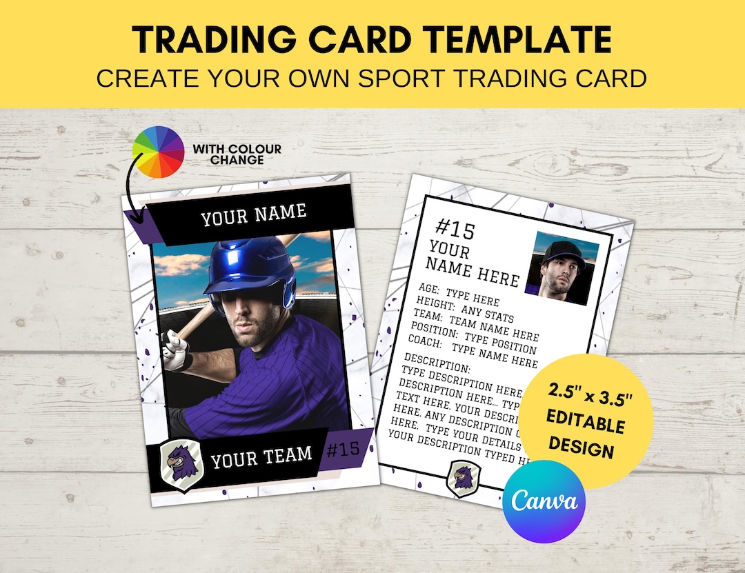 Editable Sports Card Template | Custom Baseball Trading Card Printable ...
