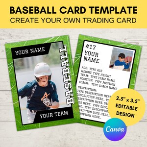 Bewerkbare sportkaart sjabloon | Aangepaste honkbal-ruilkaart om af te drukken | Maak je eigen verzamelkaart | Bewerkbare Canva digitale sjabloon, B16
