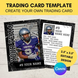 Editable Sports Card Template | Custom Football Trading Card Printable | Create Your Own Trading Card | Editable Canva Digital Template, T4