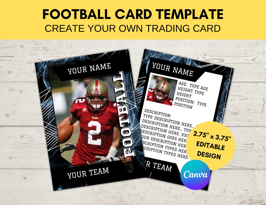 Editable Sports Card Template Custom Football Trading Card Etsy Editable Sports Card Template Custom Football Trading Card Etsy