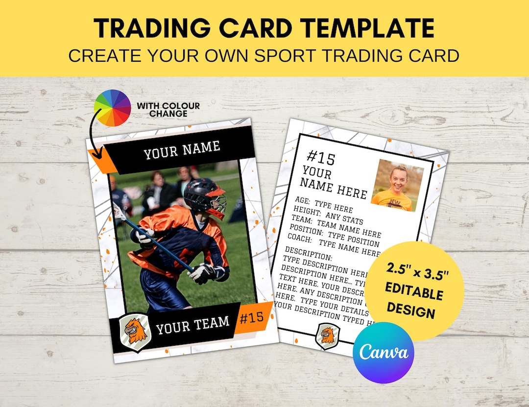Editable Sports Card Template | Custom Trading Card Printable | Create ...