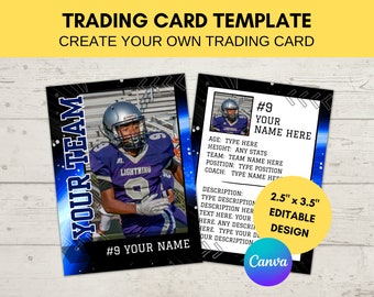 Editable Sports Card Template | Custom Football Trading Card Printable ...