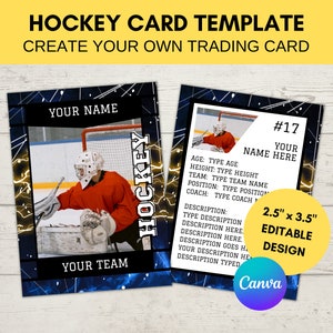 Modèle de carte de sport modifiable | Carte à collectionner de hockey personnalisée imprimable | Créez votre propre carte à collectionner | Modèle numérique Canva modifiable, H32