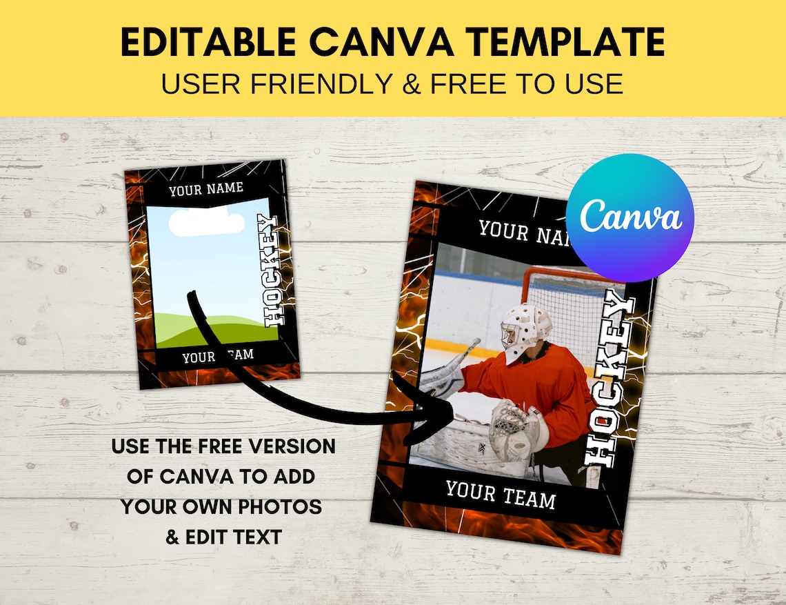 Editable Sports Card Template Custom Hockey Trading Card Printable