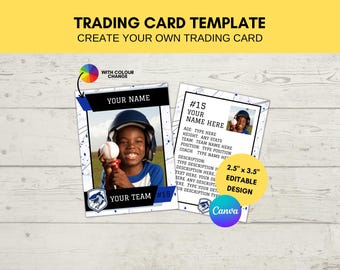 Plantilla editable para tarjetas de béisbol / Diseño personalizado en Canva (Descarga digital)