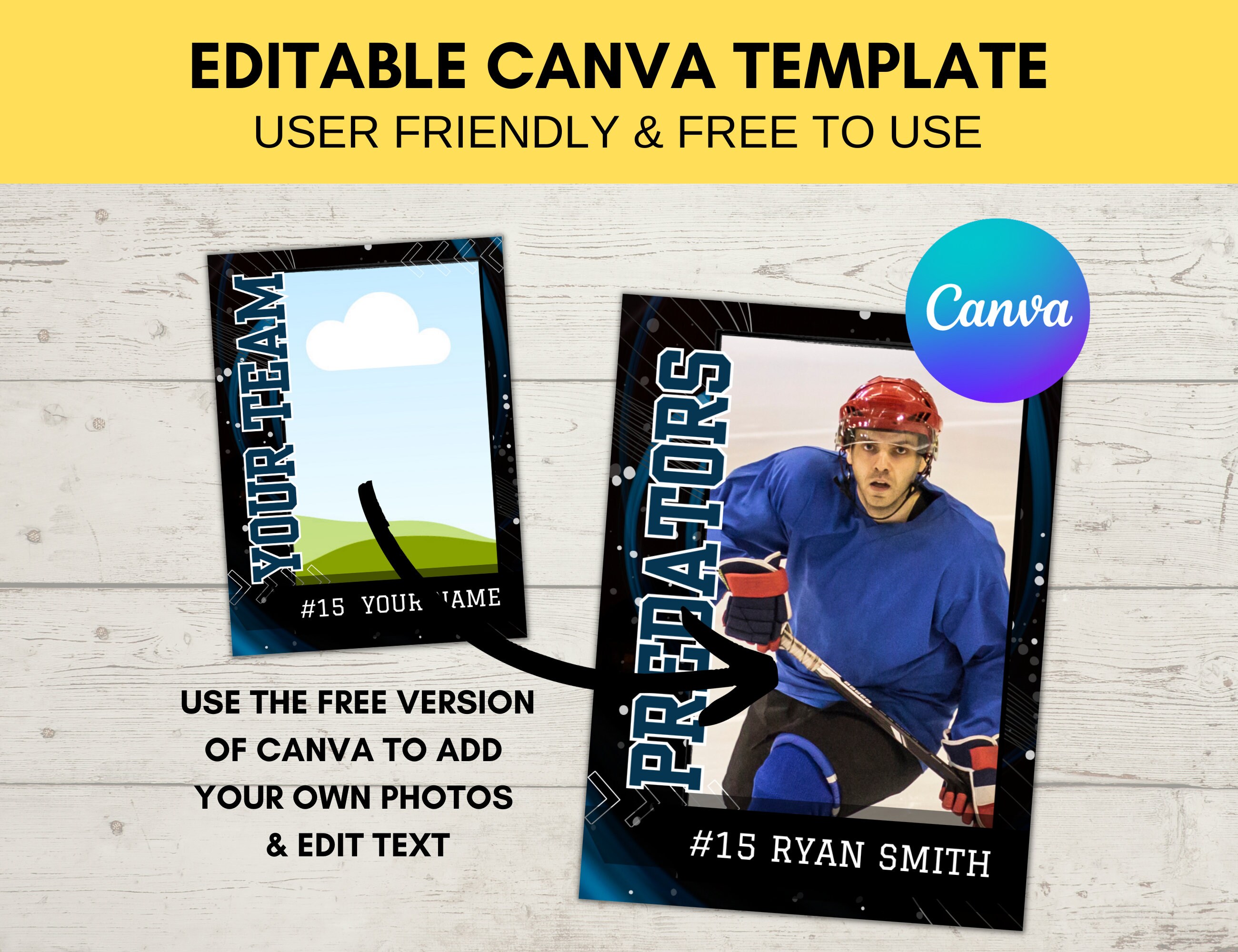 Editable Sports Card Template | Custom Hockey Trading Card Printable ...