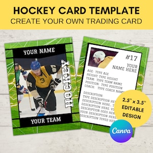 Editable Sports Card Template | Custom Hockey Trading Card Printable | Create Your Own Trading Card | Editable Canva Digital Template, H16