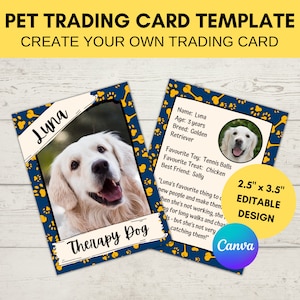 Modello modificabile per carte collezionabili di animali domestici | Carta collezionabile personalizzata stampabile | Crea la tua carta collezionabile | Modello digitale Canva modificabile
