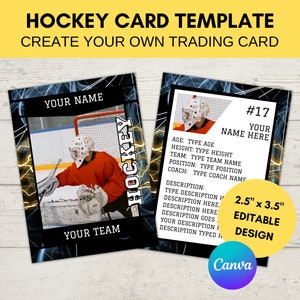 Editable Sports Card Template | Custom Hockey Trading Card Printable | Create Your Own Trading Card | Editable Canva Digital Template, H5