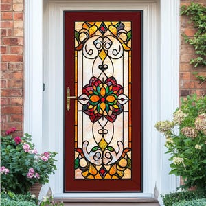 Bohemian Stained Glass Window Decal - Decorative Glass Door Cling for Unique and Stylish Interiors