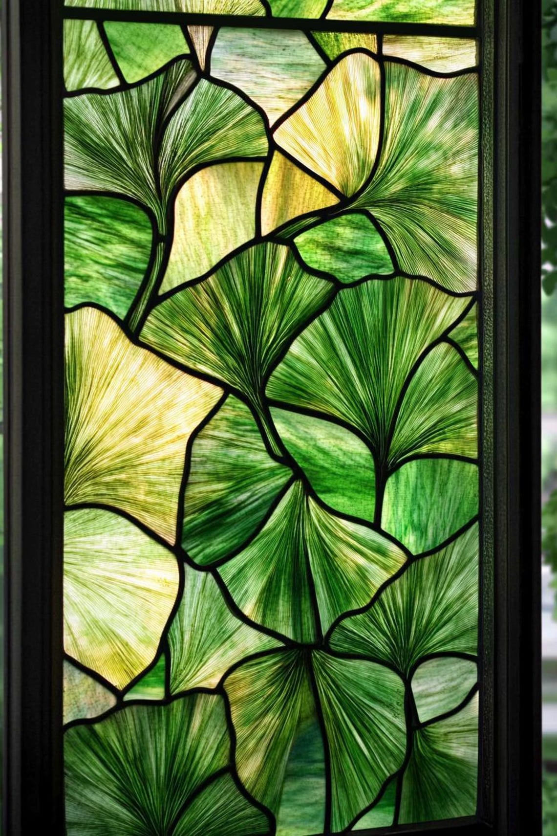Gingko Window Ginkgo Leaf Stained Glass Window Film - Decorative Privacy Film for ...