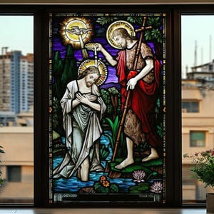 Stained Glass Window Film - Baptism of Jesus by John the Baptist