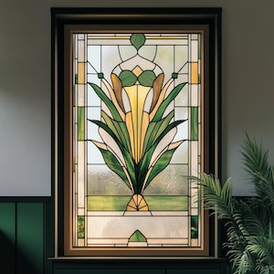 Decorative Art Deco Window Film – Privacy Stained Glass Style, Colored and Patterned for Elegant Home Decor