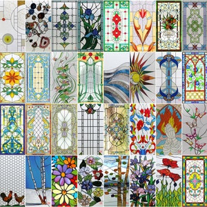 Frosted Window Film And Stained Glass Films With Customized Privacy Static Cling, Vintage Church Sticker For Office And Home Décor