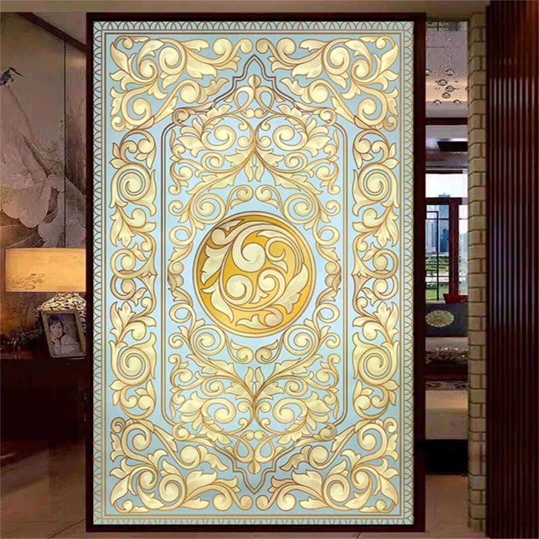 Gold Window Films Gold Vintage Decor Window Film - PVC Privacy Static Cling With Anti-uv ...