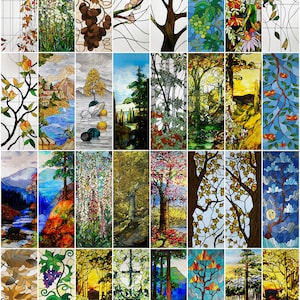 Customized Stained Glass Window Film - Static Cling Privacy Protection, Reusable & Removable Home Decor, Retro Vintage Window Covering
