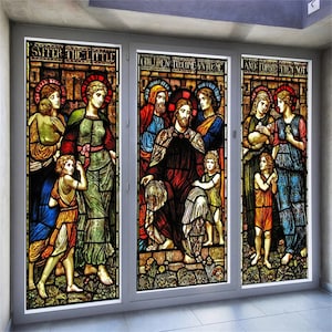 Stained Glass Films for Church & Home Décor - Frosted Sticker with Self-Adhesive or Static cling Privacy