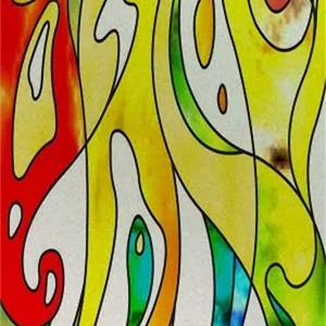 Retro Vintage Static Cling Translucent Window Film – Frosted Stained Glass Sticker – Abstract Pattern