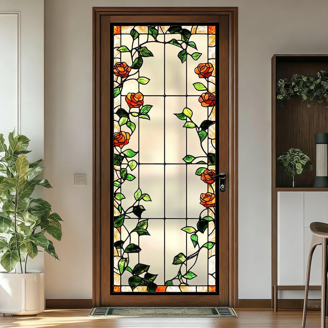 Stain Glass Roses Window Easy Rose Stained Glass Window Film, Custom Size Privacy Decor - Etsy