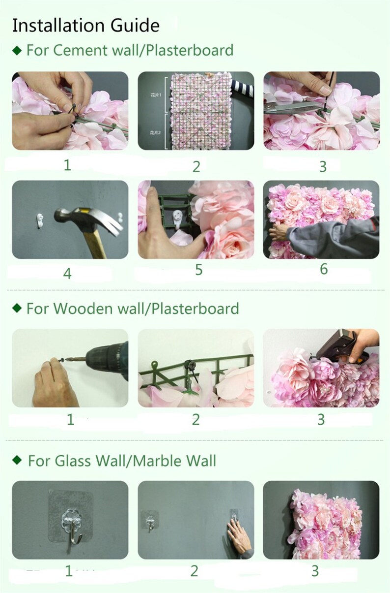 Pink Flower Wall 3D Artificial Flower Panel Home Shop Party Etsy