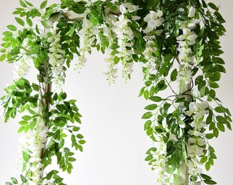 Guirlande de fleurs artificielles de glycine de haute qualité, fleur suspendue en soie de vigne de glycine artificielle de 6 pieds pour décoration florale d'arche de mariage de jardin de maison