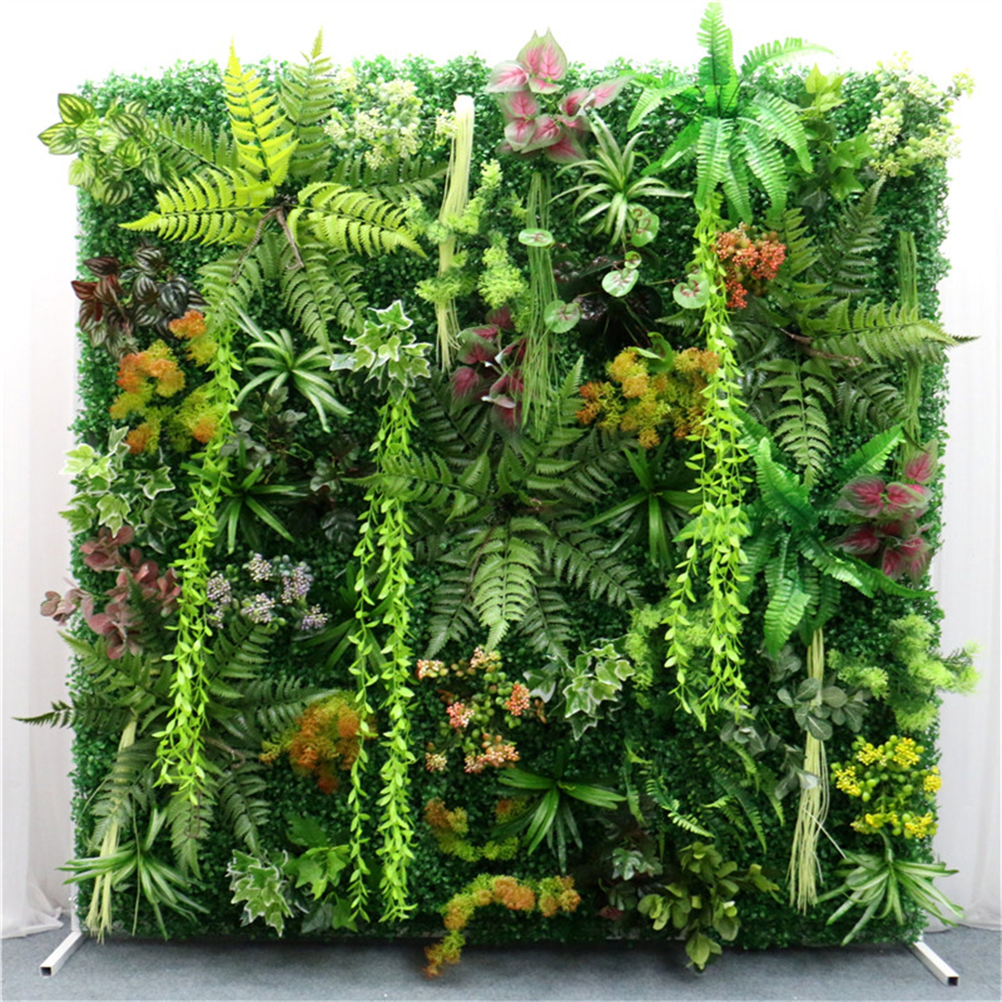Green Living Wall Assorted Foliage Mat, Artificial Rainforest Panel
