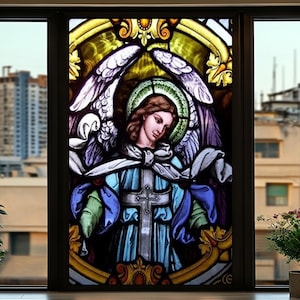 Guardian Angel Decorative Window Film – Religious Glass Art