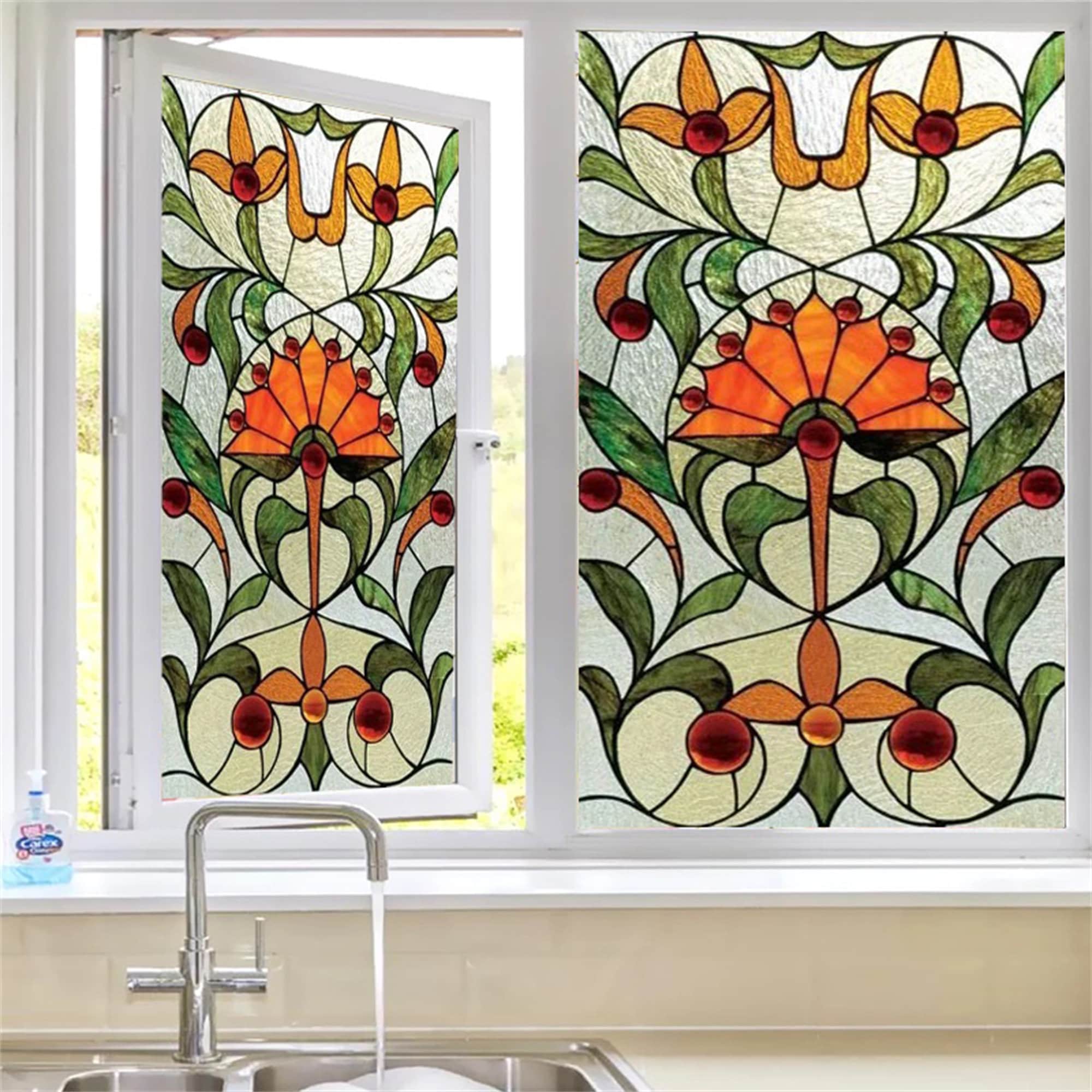 Película adesiva para janela de vidro colorido fosco, película adesiva decorativa de privacidade para casa, cozinha, banheiro e escritório