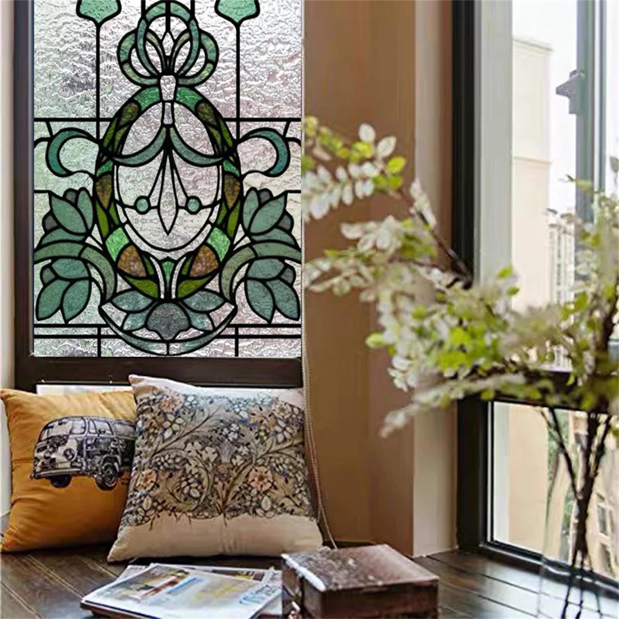 Privacy 3D Matte Window Film – Custom Frosted Stained Glass with UV Protection, Static Cling for Glass Decor