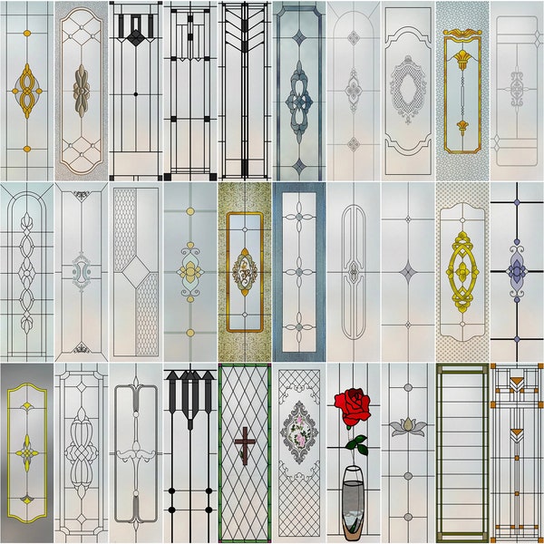 Stained Glass Window Film Door Sticker black paint Frosted Static Cling Art Colored Glass Frame decoration