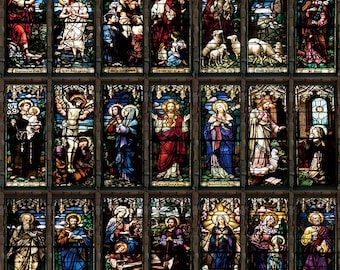 Película de vitrales religiosa personalizada, escenas bíblicas cristianas con Jesús y santos, película de privacidad para hogares e iglesias