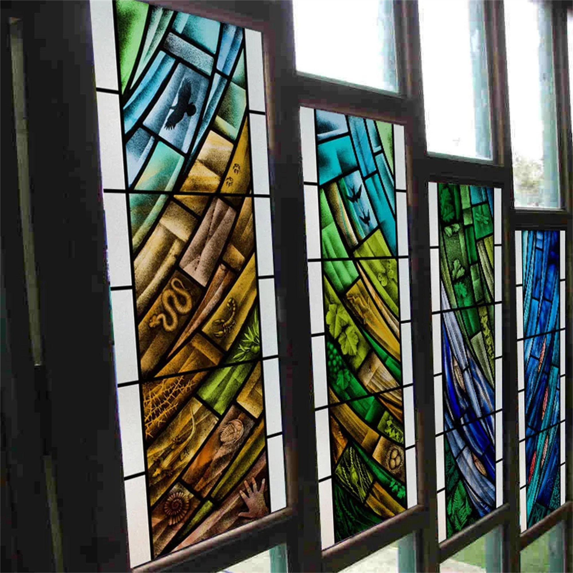 Customized Stained Glass Window Film with Retro Stickers, Static cling Design for Kitchen, Bathroom, Bedroom Glass Sliding Doors, Home Décor