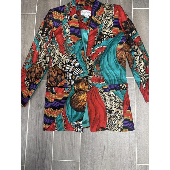 Sharon Young Linen Patchwork Blazer Jacket Womens… - image 2