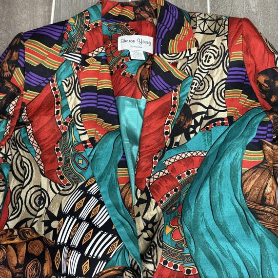 Sharon Young Linen Patchwork Blazer Jacket Womens… - image 6