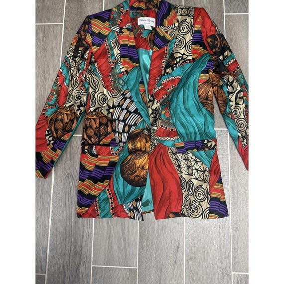 Sharon Young Linen Patchwork Blazer Jacket Womens… - image 1