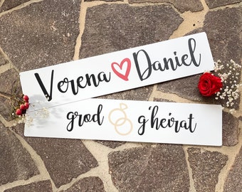 Hochzeit Kennzeichen | Brautauto-Schilder | Hochzeitsauto-Schild | 2er Set | personalisiert | KfZ-Kennzeichen Hochzeit