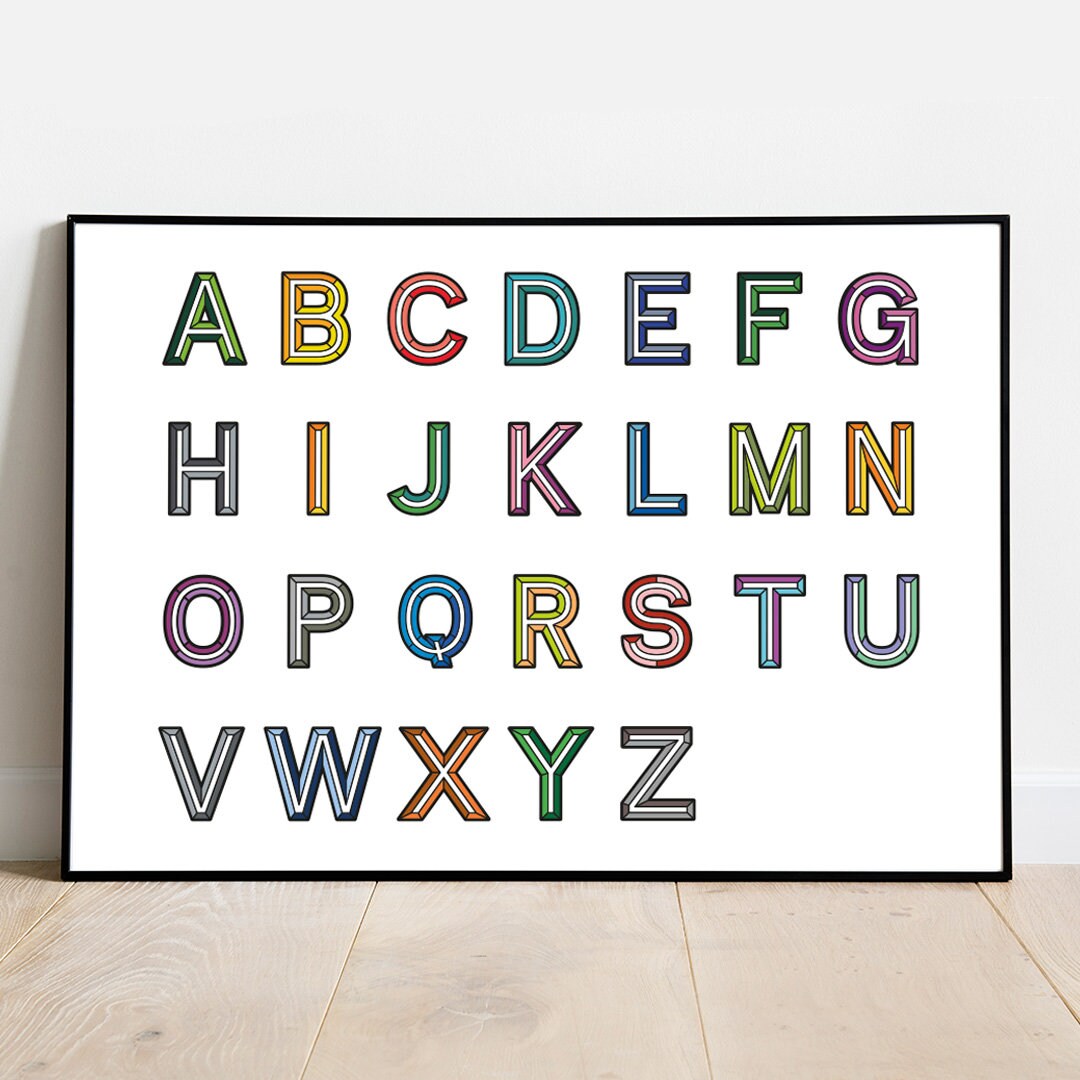 Coloured Alphabet Poster Etsy