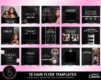 Hair Flyer template set, Wig install flyers, braids flyers, hair braids flyers, Instagram flyers, hair flyer, wig flyers, template set