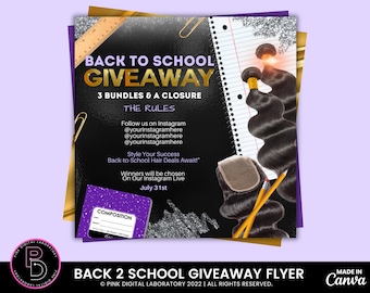 Folleto de sorteo de regreso a clases, plantilla de folleto para diseñar tú mismo, folleto de concurso de regreso a clases, folleto de evento con boleto de rifa, publicación prediseñada para redes sociales