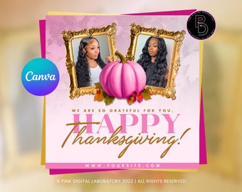 Happy Thanksgiving Flyer, Thanksgiving Bookings, Thanksgiving Hair flyer, November Wig Flyer, Lash flyer, Nails flyer, Braid flyer, Makeup