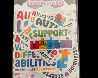Colorful Autism Awareness Sticker Set: Celebrate Differences and Spread Love with Empowering Messages