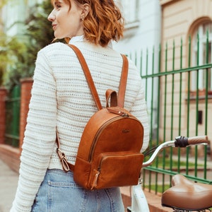 Premium Women's Leather Backpack - Handmade Full leather Minimalistic Backpack Ikon