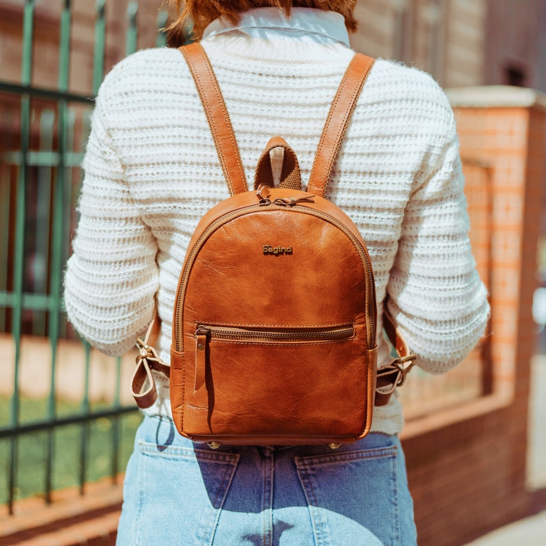 Premium Mini Full Leather City Backpack - Women's Handmade Full leather Backpack with Adjustable straps