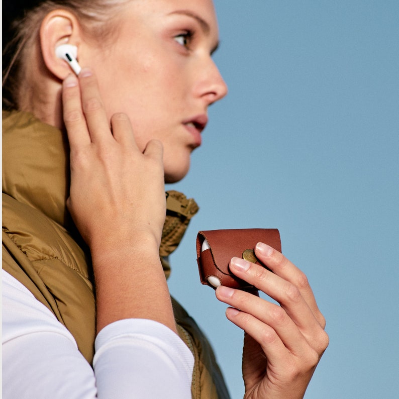 Premium lederen AirPods-hoesje Unisex handgemaakte volledig lederen AirPods-hoesje Napod Original Brown