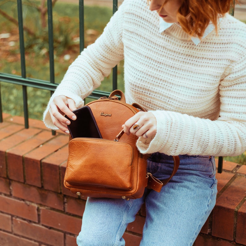 Premium Women's Leather Backpack - Handmade Full leather Minimalistic Backpack Ikon