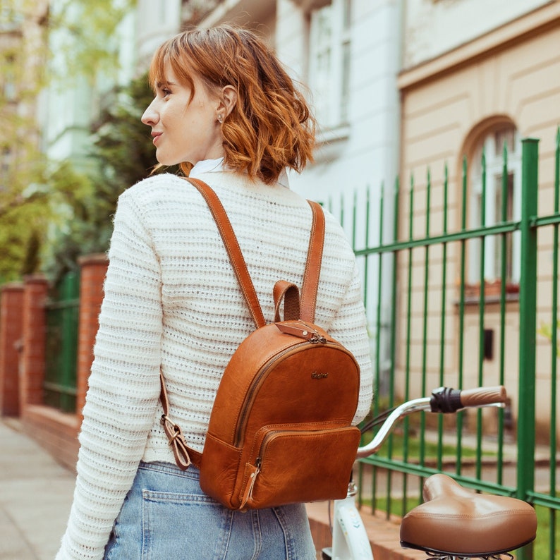 Premium Women's Leather Backpack - Handmade Full leather Minimalistic Backpack Ikon