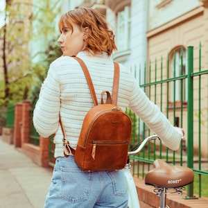 Premium Mini Full Leather City Backpack - Women's Handmade Full leather Backpack with Adjustable straps