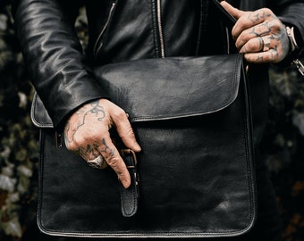 Premium Leather Unisex Bag - Handmade Full Leather Laptop Bag Tarano with adjustable strap