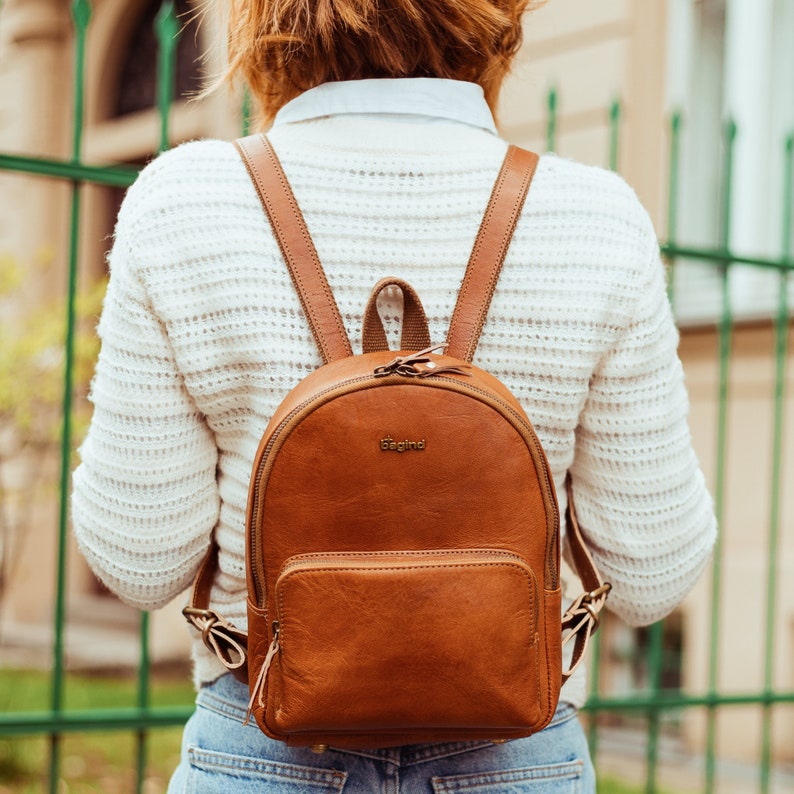 Premium Women's Leather Backpack - Handmade Full leather Minimalistic Backpack Ikon