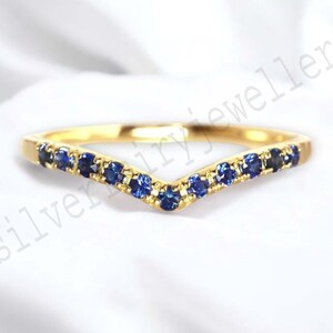 Tanzanite Round Shape Half Eternity band Yellow Gold Plated Wedding Band Ring December Birthstone Stacking Bridal Ring For Women